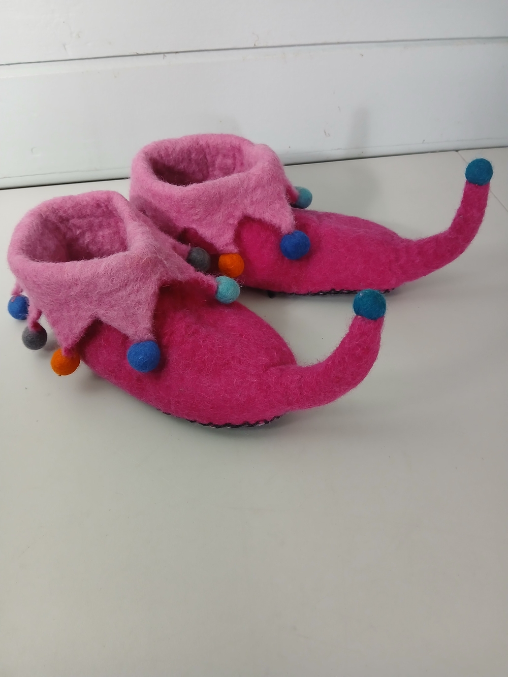 Kids Pink Felted Slipper Shoes